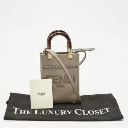 Pre Owned Fendi Grey Leather Mini Sunshine Tote