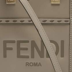 Pre Owned Fendi Grey Leather Mini Sunshine Tote
