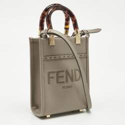 Pre Owned Fendi Grey Leather Mini Sunshine Tote