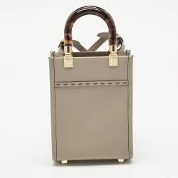 Pre Owned Fendi Grey Leather Mini Sunshine Tote