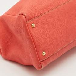 Pre Owned Fendi Coral Orange Selleria Leather Large Peekaboo Tote