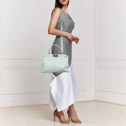 Pre Owned Fendi Light Blue Python Regular Peekaboo Top Handle Bag