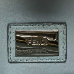 Pre Owned Fendi Light Blue Python Regular Peekaboo Top Handle Bag