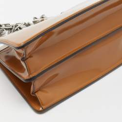 Pre Owned Fendi Brown Glossy Leather Medium Peekaboo Cut Bag