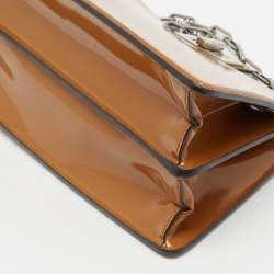 Pre Owned Fendi Brown Glossy Leather Medium Peekaboo Cut Bag