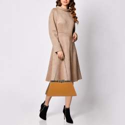 Pre Owned Fendi Brown Glossy Leather Medium Peekaboo Cut Bag