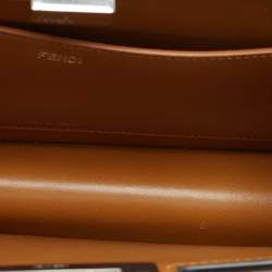 Pre Owned Fendi Brown Glossy Leather Medium Peekaboo Cut Bag