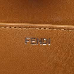 Pre Owned Fendi Brown Glossy Leather Medium Peekaboo Cut Bag