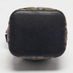 Pre Owned Fendi Brown/Black Zucca Leather Mini Mon Tresor Bucket Bag