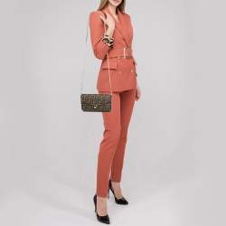 مملوكة مسبقًا Fendi Tobacco/Black Zucca Embossed Leather Small FF Wallet On Chain