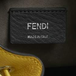 Pre Owned Fendi Yellow Leather Mini Mon Tresor Drawstring Bucket Bag