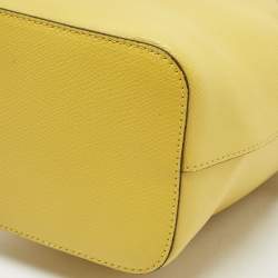 Pre Owned Fendi Yellow Leather Mini Mon Tresor Drawstring Bucket Bag