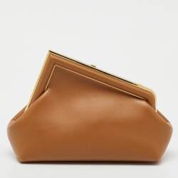 Pre Owned Fendi Tan Leather Small First Clutch