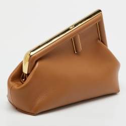 Pre Owned Fendi Tan Leather Small First Clutch