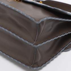 Pre Owned Fendi Etoupe Leather Medium Scalloped Kan I Shoulder Bag