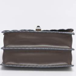 Pre Owned Fendi Etoupe Leather Medium Scalloped Kan I Shoulder Bag