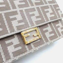 Pre Owned Fendi Beige Fabric Wallet-on-Chain Crossbody and Shoulder Bag