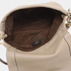 Pre Owned Fendi Mamma Baguette Medium Beige Leather Shoulder Bag