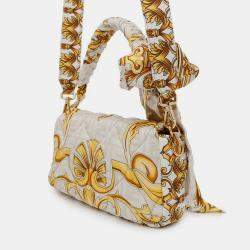 Pre Owned Fendi Fendace Mamma Bucket Ivory Yellow Nylon Shoulder Bag