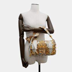 Pre Owned Fendi Fendace Mamma Bucket Ivory Yellow Nylon Shoulder Bag