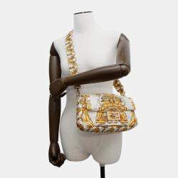 Pre Owned Fendi Fendace Mamma Bucket Ivory Yellow Nylon Shoulder Bag