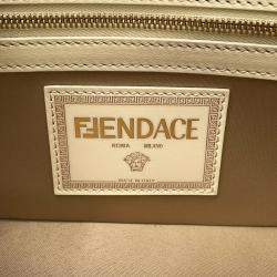 Pre Owned Fendi Fendace Mamma Bucket Ivory Yellow Nylon Shoulder Bag