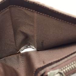 Pre Owned Fendi Beige/Brown Zucchino Canvas and Leather Compact Wallet