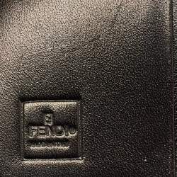 Pre Owned Fendi Beige/Brown Zucchino Canvas and Leather Compact Wallet