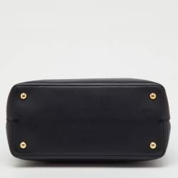 Pre Owned Fendi Black Leather Century Metal Monster Eyes Petite 2Jours Tote