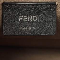 Pre Owned Fendi Beige/Brown Leather and FF Velvet Kan I F Logo Top Handle Bag