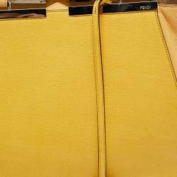 Pre Owned Fendi Two Tone Yellow Leather Large 3Jours Tote