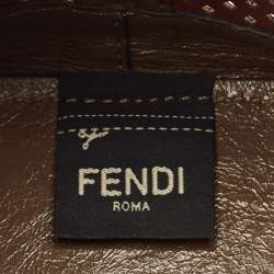 Pre Owned Fendi Brown/White Perforated Leather Mini Mon Tresor Bucket Bag