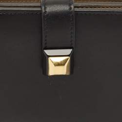 Pre Owned Fendi Black Leather Accordion Flap Bifold Wallet