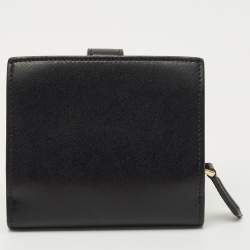 Pre Owned Fendi Black Leather Accordion Flap Bifold Wallet