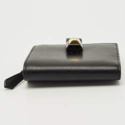 Pre Owned Fendi Black Leather Accordion Flap Bifold Wallet