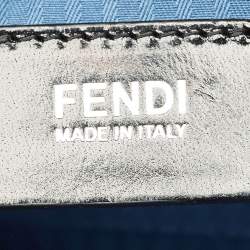 Pre Owned Fendi Blue/White Leather Mini Demi Jour Top Handle Bag