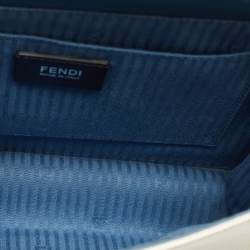 Pre Owned Fendi Blue/White Leather Mini Demi Jour Top Handle Bag