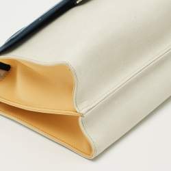 Pre Owned Fendi Blue/White Leather Mini Demi Jour Top Handle Bag