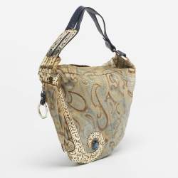 Pre Owned حقيبة هوبو فيندي أويستر جلود بايثون وزرقاء/ذهبية مزينة