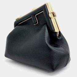 Pre Owned Fendi Nano First Black Leather Crossbody Bag