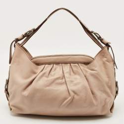 Pre Owned Fendi Rose Poudre Leather Doctor B Hobo