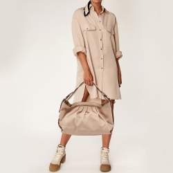 Pre Owned Fendi Rose Poudre Leather Doctor B Hobo