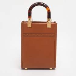 Pre Owned Fendi Brown Leather Sunshine Mini Tote
