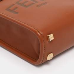 Pre Owned Fendi Brown Leather Sunshine Mini Tote
