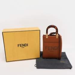 Pre Owned Fendi Brown Leather Sunshine Mini Tote