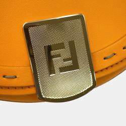 Pre Owned Fendi Moonlight Orange Leather Shoulder Bag