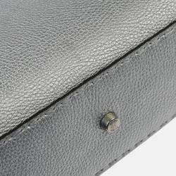Pre Owned Fendi Silver Leather Peekaboo 2way Handbag