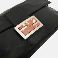 Pre Owned Fendi Black Leather Baguette Handbag