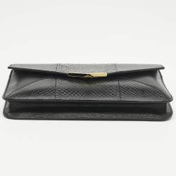 Pre Owned Fendi Black Leather and Snakeskin 2Jours Envelope Clutch