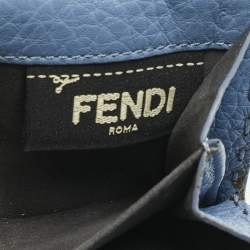 Pre Owned Fendi Blue Sellier Leather Peekaboo Compact Wallet